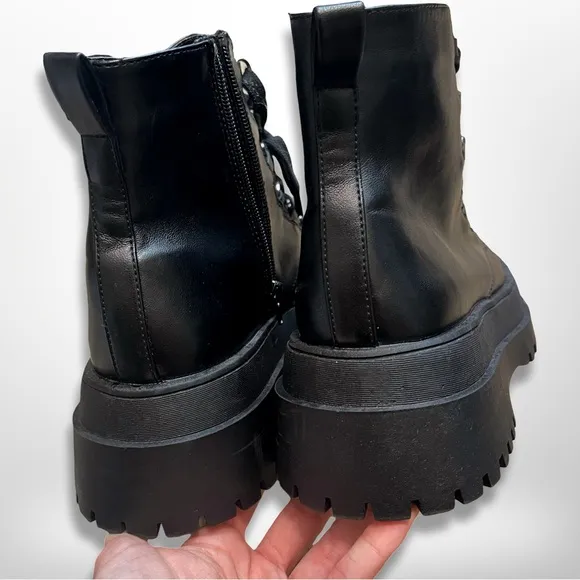 VTG London Rebel Billy Black Platform Chunky Lace Up Boots Mens 7