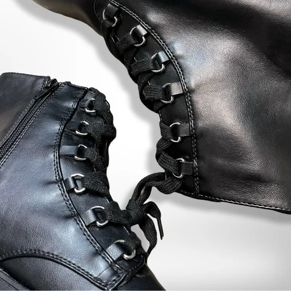 VTG London Rebel Billy Black Platform Chunky Lace Up Boots Mens 7