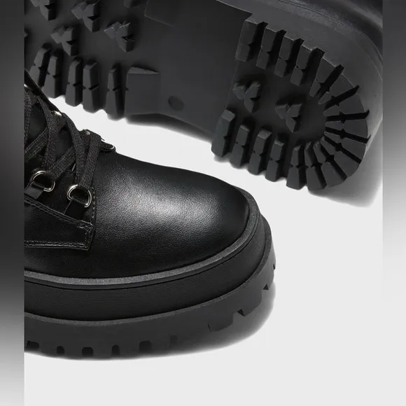 VTG London Rebel Billy Black Platform Chunky Lace Up Boots Mens 7