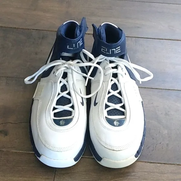 VTG Y2K NIKE ELITE NAVY/WHITE BASKETBALL HIGHTOP SNEAKERS MENS 10.5