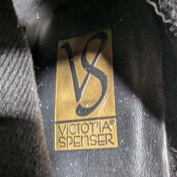 Vtg Y2K Victoria Spenser Black Leather Pointed Toe Midi Stiletto Ankle Boots 11