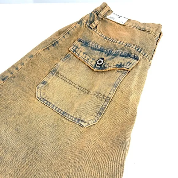 We The Free Tan Boomerang Short Sandy Faded Acid Wash High Rise Long Short