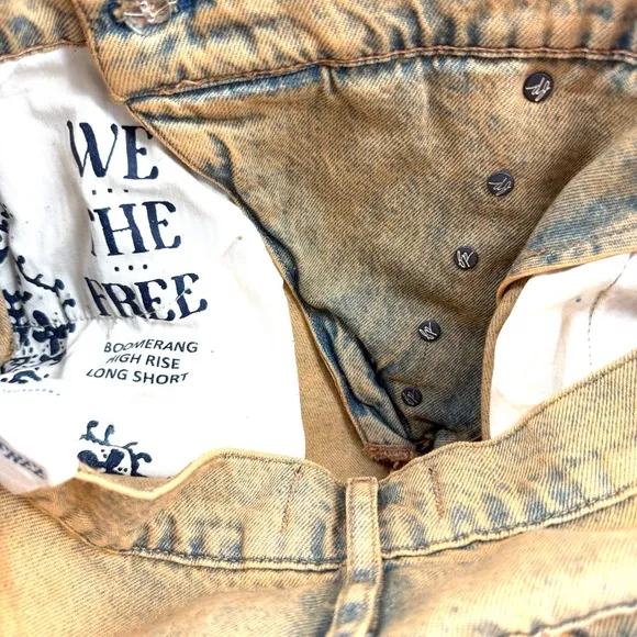 We The Free Tan Boomerang Short Sandy Faded Acid Wash High Rise Long Short