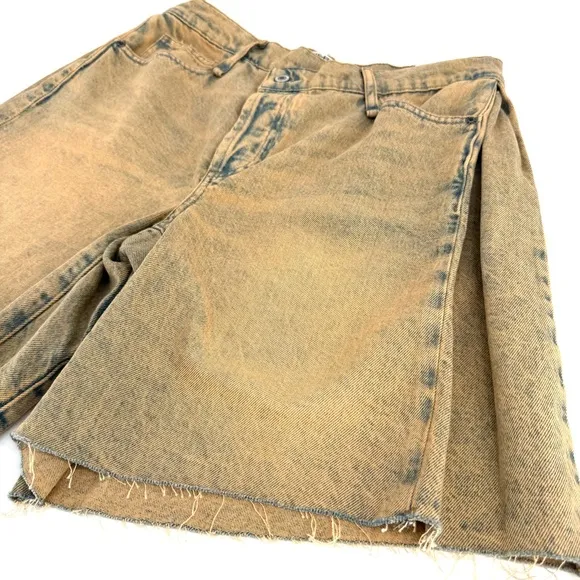 We The Free Tan Boomerang Short Sandy Faded Acid Wash High Rise Long Short