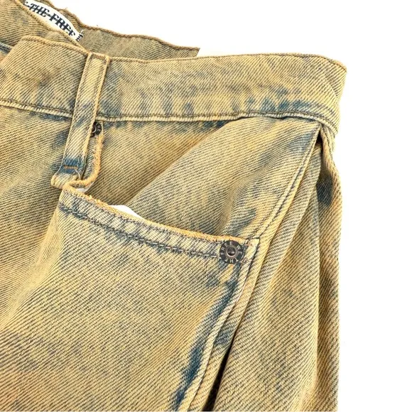 We The Free Tan Boomerang Short Sandy Faded Acid Wash High Rise Long Short