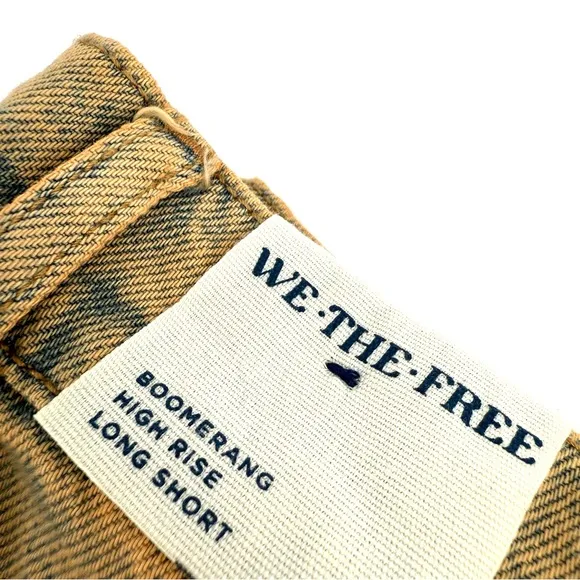 We The Free Tan Boomerang Short Sandy Faded Acid Wash High Rise Long Short