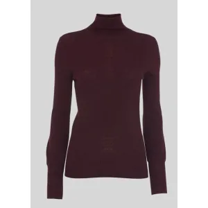WHISTLES MERINO WOOL ROLL NECK KNIT BURGUNDY SWEATER SZ 4