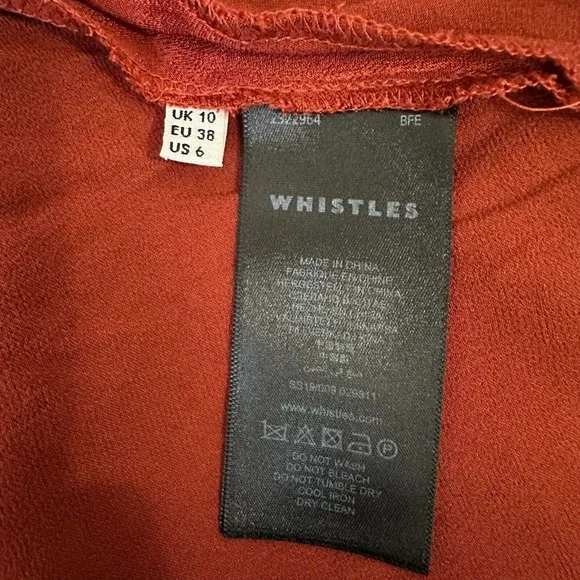 WHISTLES Satin Bias Cut Skirt A-Line Midi in Rust