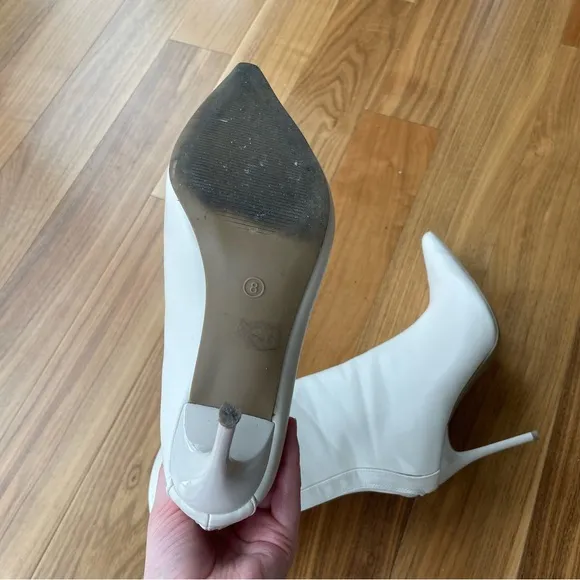 White Stiletto Pointed Toe Heel Boots