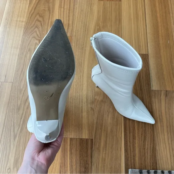 White Stiletto Pointed Toe Heel Boots