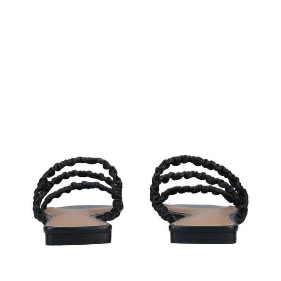Who What Wear Zela Sandals Women's US 8 Black Leather Square Toe Slip-On KHD730