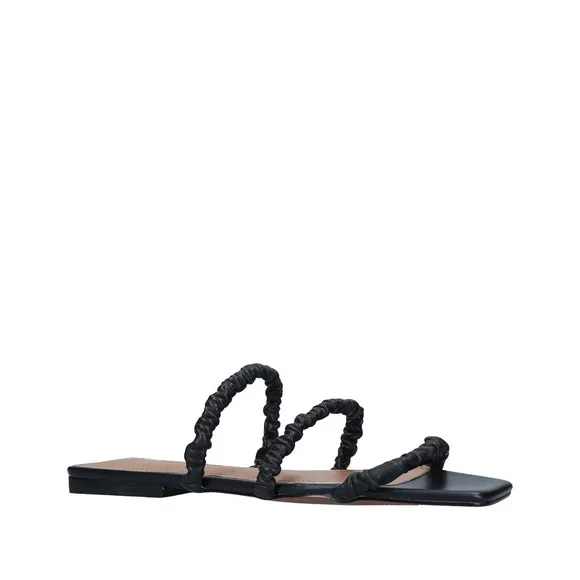 Who What Wear Zela Sandals Women's US 8 Black Leather Square Toe Slip-On KHD730