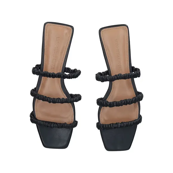 Who What Wear Zela Sandals Women's US 8 Black Leather Square Toe Slip-On KHD730
