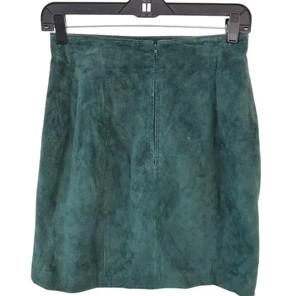 Wilsons Green Suede Leather Skirt Size 8 – Fits Modern Small