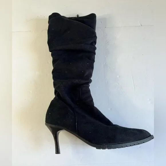 Women’s Black Slouchy Heeled Boots | Approx. Size 9-10