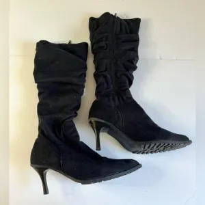 Women’s Black Slouchy Heeled Boots | Approx. Size 9-10