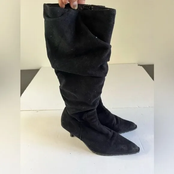Women’s Black Slouchy Heeled Boots | Approx. Size 9-10