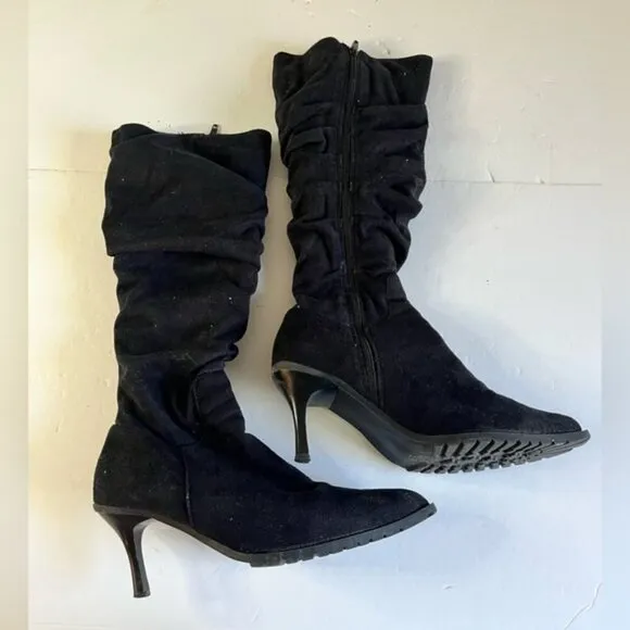 Women’s Black Slouchy Heeled Boots | Approx. Size 9-10