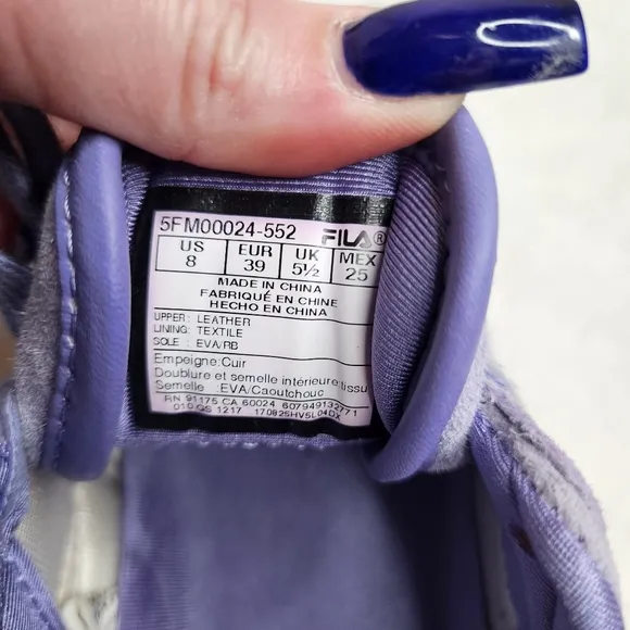 Womens Fila Purple Suede Original Fitness Premium Sneakers Size 8