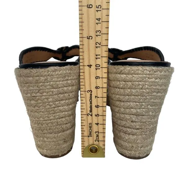 Women's Jack Rogers Black Rowan Slip-On Espadrille Wedge Slide Thong Sandal 9.5M
