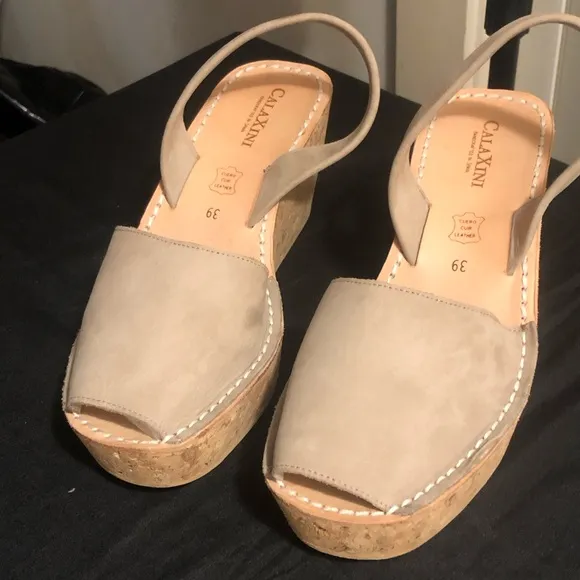 Women’s Leather Calaxini Wedge/Verano Slide Style Sandals