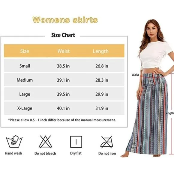 Womens Maxi Skirts Long Skirt for Women Black White Floral