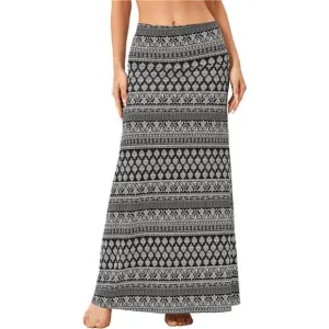 Womens Maxi Skirts Long Skirt for Women Black White Floral
