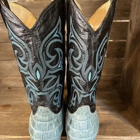 Womens Moon Boots Mexico Alligator Leather Pointed Toe Western‎ Boots Size 10 M