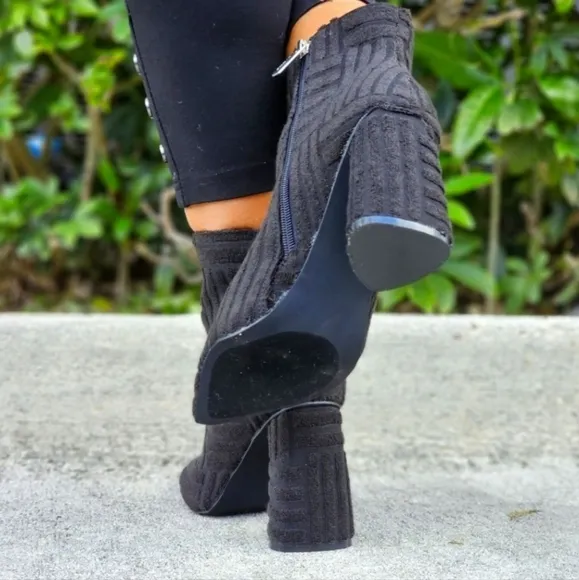 Women's Pointed Toe Zipper Chunky‎ Heel Ankle Boots