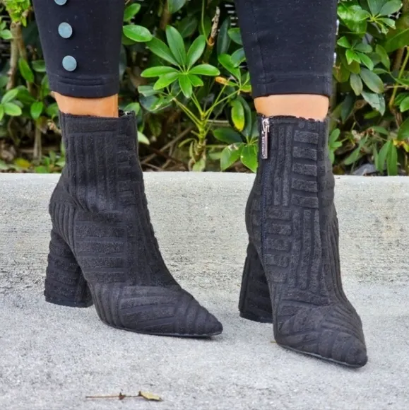 Women's Pointed Toe Zipper Chunky‎ Heel Ankle Boots