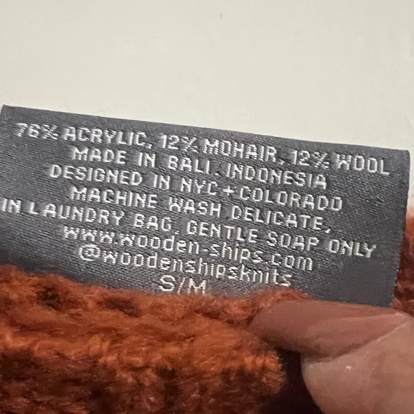 Wooden Ships Orange Rust Color Wool Blend Sweater with 'Witch' Design size S/M