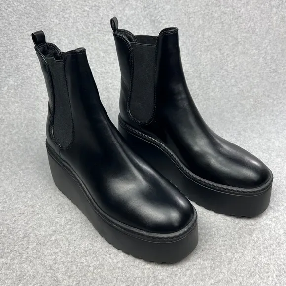 Y2K Nine West Chunky Sole Toe Pull On Chelsea Ankle Boots 9 90s Goth Baddie