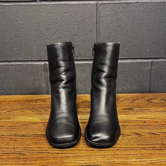 Y2K Vintage NATURALIZER Chunky Black Leather Square Toe Boots Women’s 9