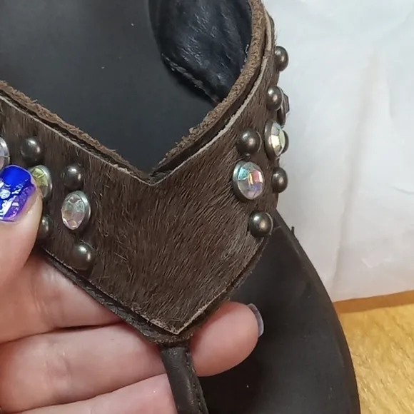 Yellowbox studded cow hair sandals size 7.5