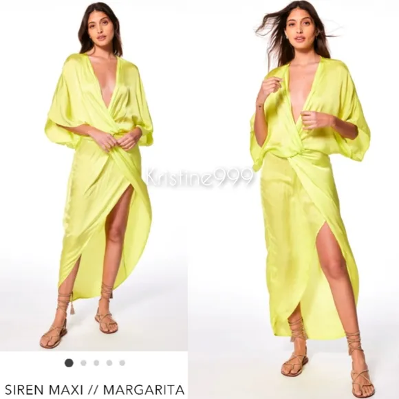Young Fabulous &amp; Broke Siren Twist Maxi Dress in Margarita Yellow NWT