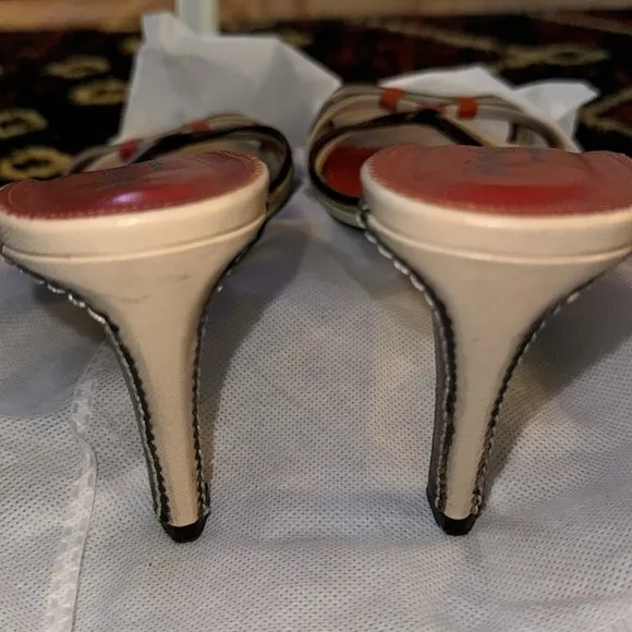 YSL Yves Saint Laurent Vintage Strappy Neutral Coastal Grandma Beach High Heels