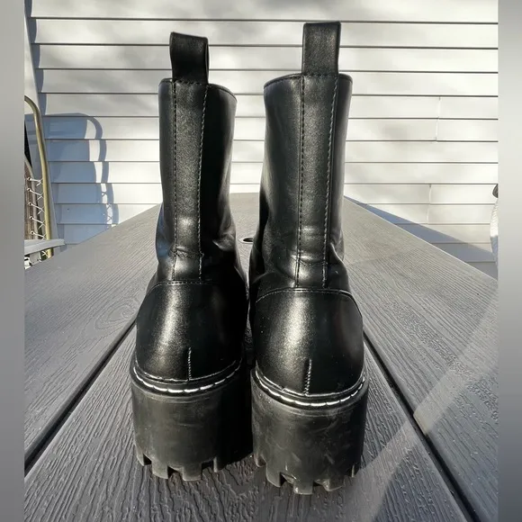 Zara Ankle Lug Sole Chunky Platform Front Zip Boots sz 38
