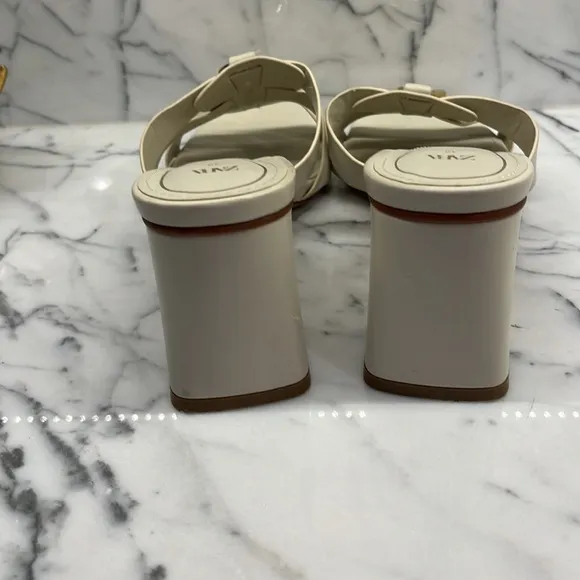 Zara Cream Sandals faux buttery leather