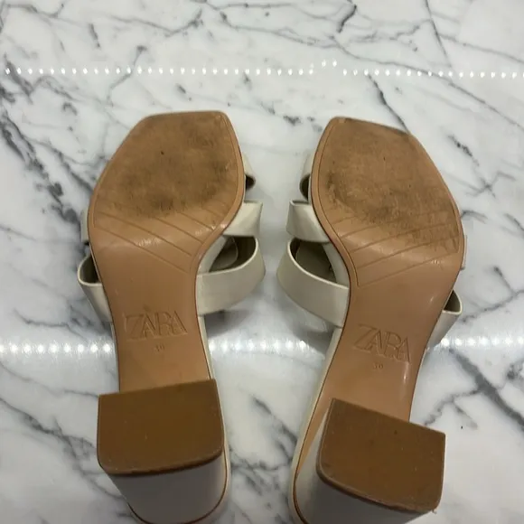 Zara Cream Sandals faux buttery leather