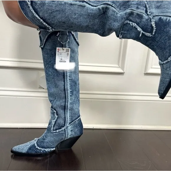 ZARA Denim Cowboy Boots 3051/210