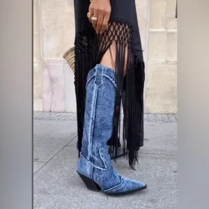 ZARA Denim Cowboy Boots 3051/210