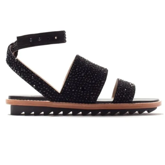 Zara Embellished Studded Ankle Strap Sandals With Track Soles Women's Size 6