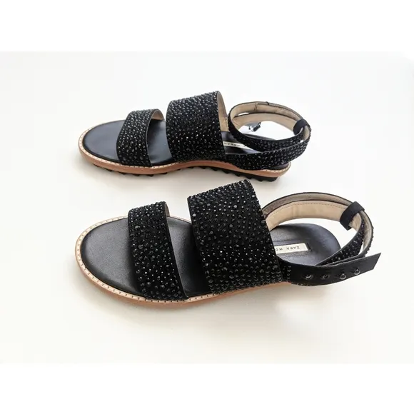 Zara Embellished Studded Ankle Strap Sandals With Track Soles Women's Size 6