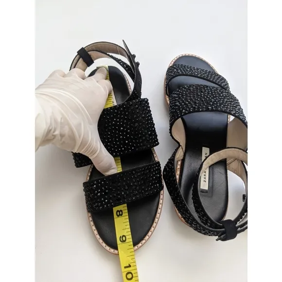 Zara Embellished Studded Ankle Strap Sandals With Track Soles Women's Size 6