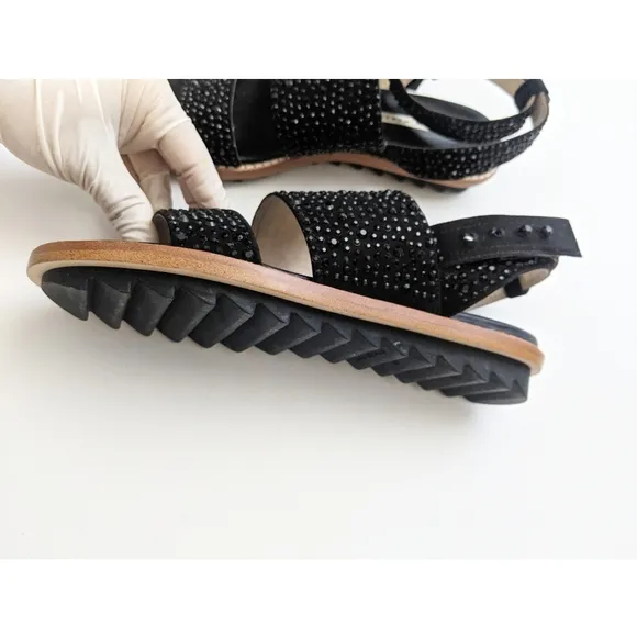 Zara Embellished Studded Ankle Strap Sandals With Track Soles Women's Size 6