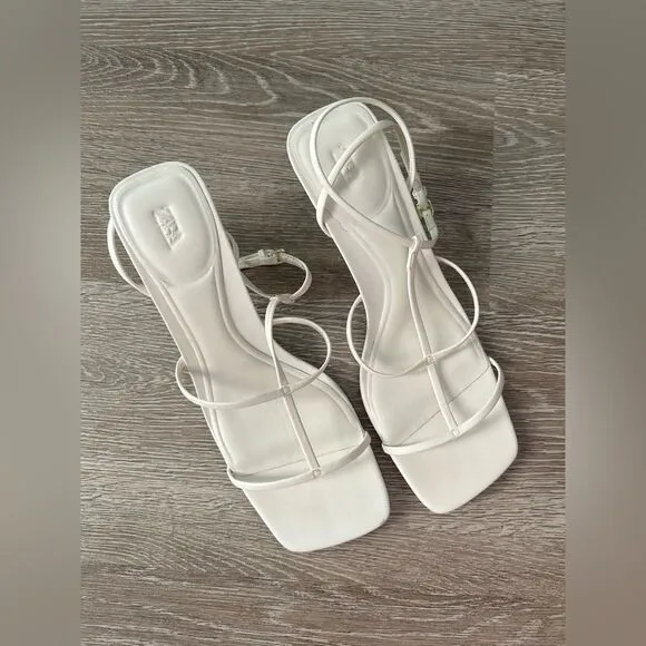 Zara GUC White Minimalist Strapy Sandals Size 7,5 US 38 UE Excellent Condition