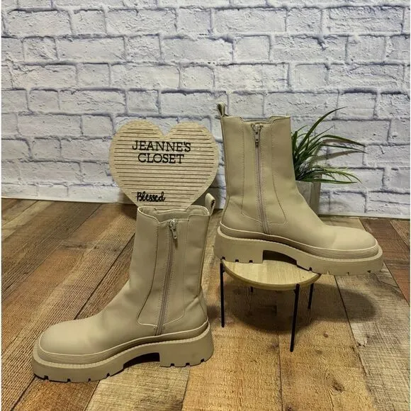 Zara Lug soles beige Boots size 38