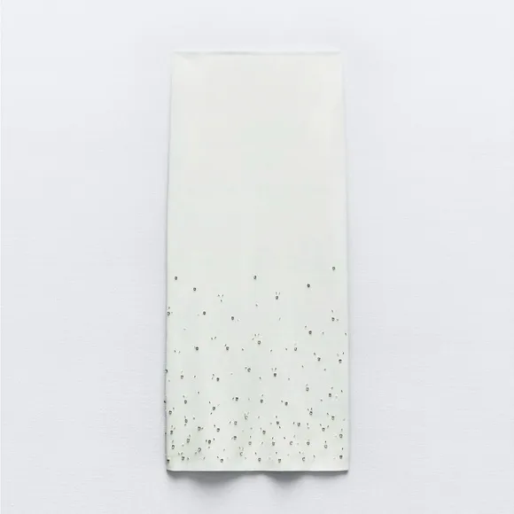 Zara NWT white beaded jeweled embellished midi skirt stretchy material