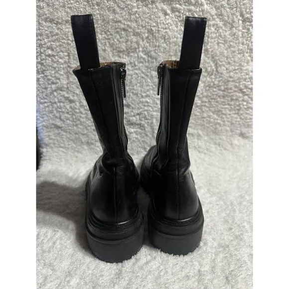 Zara Womens Chunky Platform Mid-Calf Boot Size 39 Or Size 8
