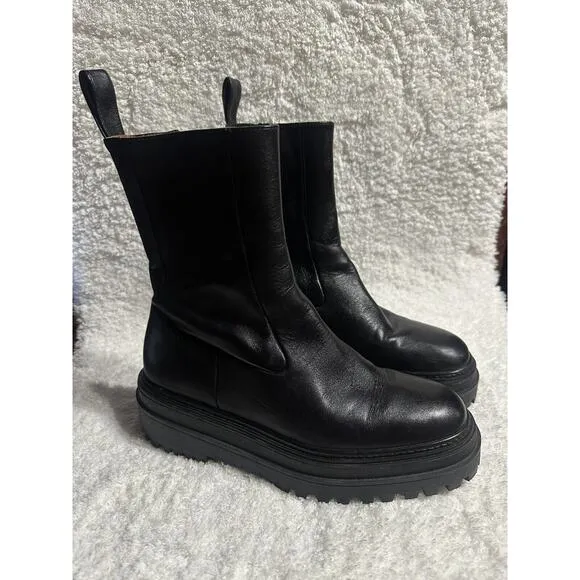 Zara Womens Chunky Platform Mid-Calf Boot Size 39 Or Size 8